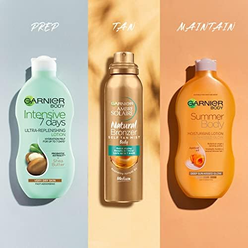Garnier Ambre Solaire Natural Bronzer Quick Drying Medium Self Tan Body Mist 150ml