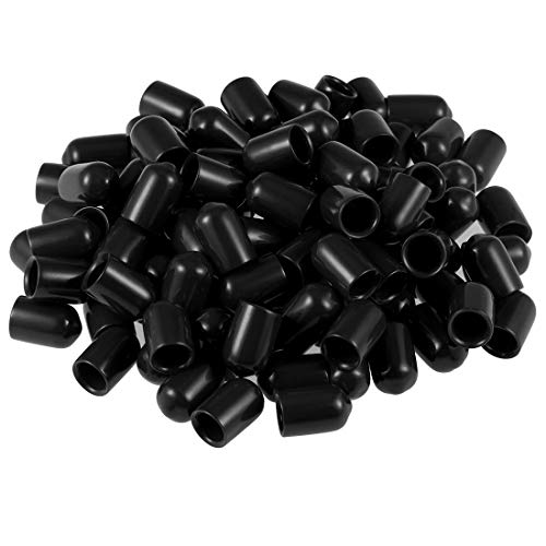 100pcs Rubber End Caps 8mm ID Vinyl Round Tube Bolt Cap Cover Screw Thread Protectors Black (Size : 8.5mm)