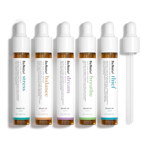 Essential Oils Blend Set, Relaxation Fragrance Gift for Women and Men, Natural Aromatherapy Kit for Diffuser, Home, Body Topical Massage (Dream, Breathe, Balance, Stress, Thief)