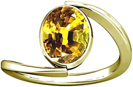 Divya Shakti 5.25-5.50 Carat Yellow Sapphire Pukhraj Gemstone Panchdhatu Ring for Women
