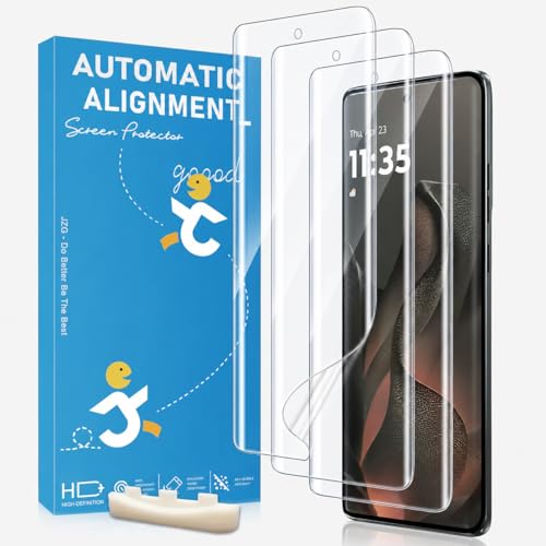 [3 Pack] For Motorola Edge 2025 Screen Protector Soft Hydrogel Film for Curved Screen Case Friendly Edge Coverage HD Clear Touch Sensitive Fingerprint Compatible Anti-Scratch Easy Install Kit