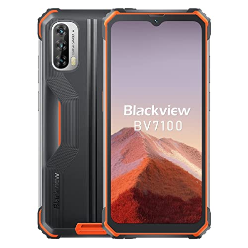 Blackview BV7100 Smartphone Incassable, 13000mAh Batterie 33W Charge Rapide, IP68/IP69K Téléphone Portable Robuste Étanche, Android 12 Helio G85 6Go+128Go, 6.58'' FHD+, 12MP Caméra, GPS NFC Orange