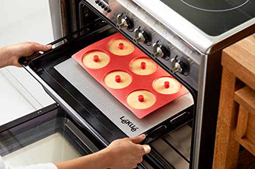 Lékué 0620406R01 Molde Silicona Repostería Doughnut 6 cavidades Rojo, 540 milliliters