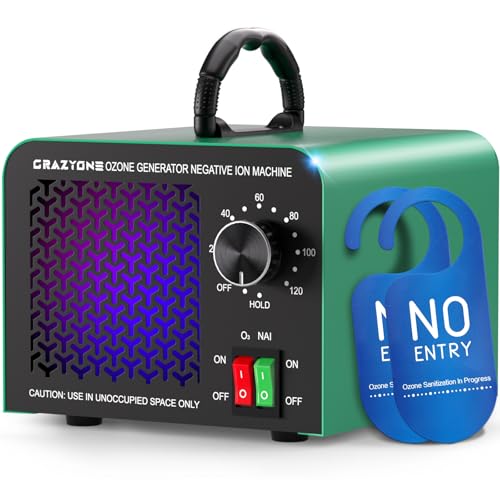 120,000mg/h Ozone Generator, High-Effective Ozone Odor Eliminator with Negative Ion,
