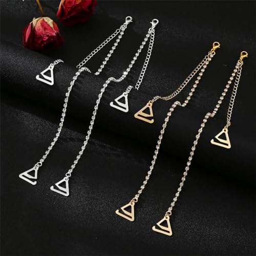 MAYCREATE® 2 Pairs Adjustable Bra Straps for Women, Crystal Beaded Bra Straps Chain, Rhinestone Straps for Bra Women, Shining Lingerie Shoulder Strap for Strapless Dress - Image 6