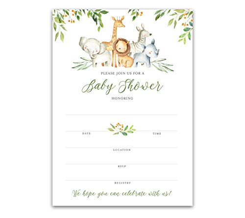 Safari Animals Baby Shower Invitations