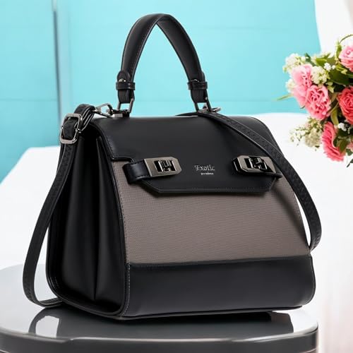 Image of EXOTIC Premium Style and Look beautiful Texture Design Flap Closure Top Handle Dual Color Hand /Sling Bag For Women & Girls | Ladies Purse | Gift For Ladies