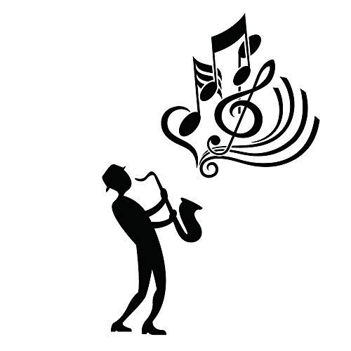 Homefind Calcomanías de Pared con diseño de saxofón y Notas Musicales para Pared, Color Negro, 40 x 60 cm