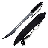 Snake Eye Tactical Fantasy Sword w/Nylon Sheath Machete Outdoors Camping (741, Black)