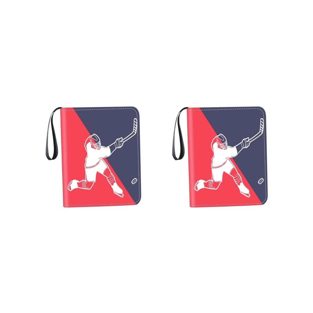 2 zestaw kolekcjonerskich albumów do przechowywania, 3 pierścienie, etui na karty, albumy na karty do gier, czerwony, niebieski, 24,5 x 18 x 4,5 cm