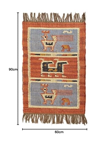 Kilim Rug Bird 2ft x 3ft (60cm x 90cm) Hand Woven Traditional Persian Style Wool Cotton Jute