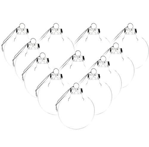 SUIE Pacote com 12 bolas de plástico transparente, bolas de enfeite de Natal, bolas grandes redondas