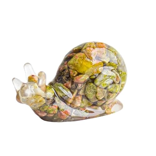 HUFFA Resin and Natural Crystal Snail Ornaments - Decorative Statues for Home and Office Desktops(Flowerstone)