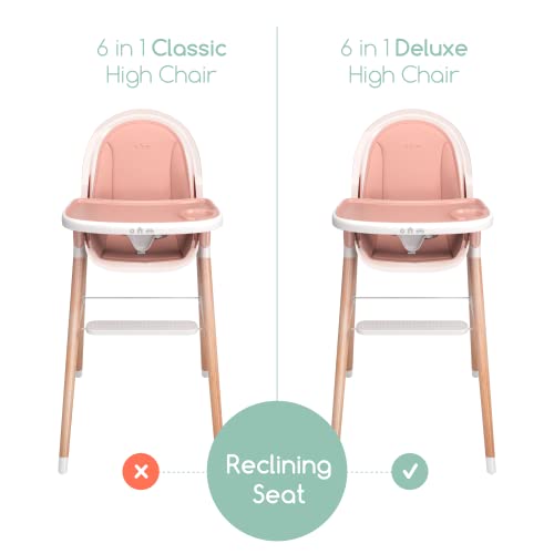 Children Of Design Classic Non-Reclinable 6 In 1 Wooden High Chair With Removable Cushion - Pink #TOP1