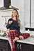 Ekouaer Schlafanzug für Damen Lang Weich Pyjama Set Kuschelig Zweiteiliger Sleepwear Winter Hausanzug 2025 Schwarzrot L
