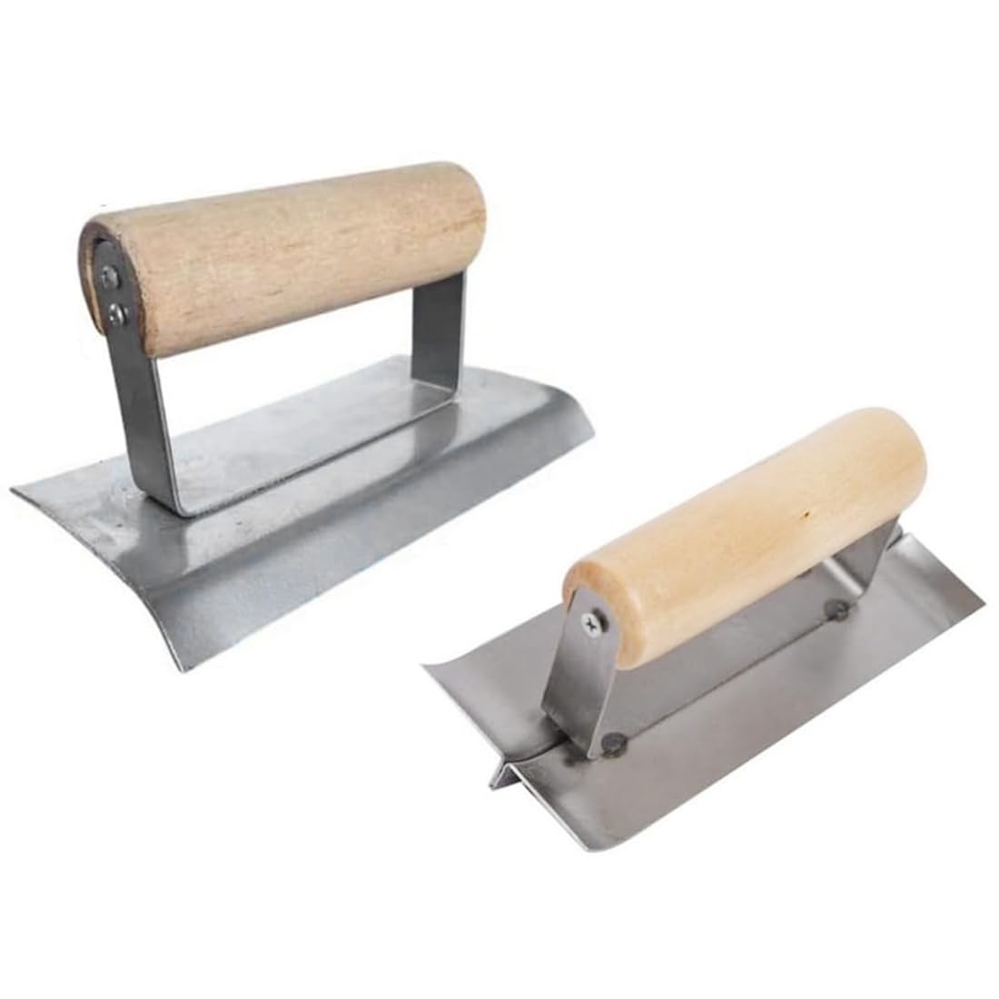 Jnchdghwa As Shown Galvanized Steel 90 Degree Corner Trowel, Internal External Design With Wood Handle, Half-Rounded Edge And Slide Slot Slicer