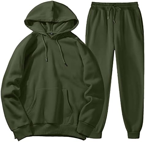 Men's Tracksuits,2 Piece Athletic Hoodie Tracksuit Set Activewear Solid Sweatshirt Sweatpant Sports Set for Men SweatSuit(Ab#Army Green,XX-Large)