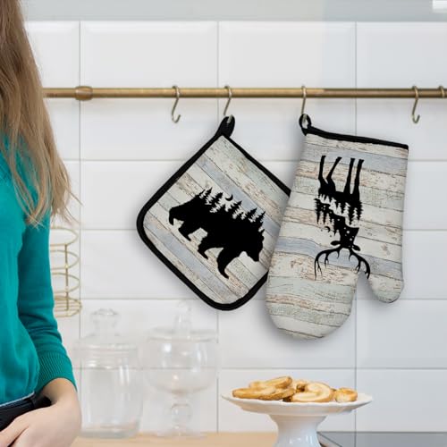 Mingneirusticlodgemoosedeerwolfbearovenmittsandpotholderssetslogcabinforestanimalresistanthotpadsrvkitchendecorforcookingbakingbbqgrillingcampingrvovenglovesetgifts Urban Country Home Decor Mingnei rustic lodge moose deer wolf bear oven mitts and pot holders sets log cabin forest animal resistant hot pads rv kitchen decor for cooking baking bbq grilling camping rv oven glove set gifts urban country home decor