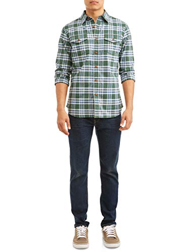 Lee Men's Long Sleeve Plaid Woven Poplin Button-Front Shirt With Front Pockets (Dark Green) (Small (S)) #TOP1