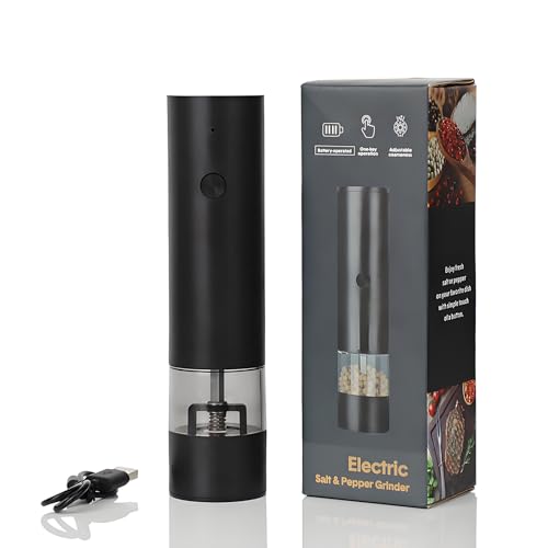 Electric Pepper Grinder,Electric Pepper Mill Grinder,Adjustable Coarseness,Efficient And Convenient,Easy To Clean,One Handed Operation,Type-C Rechargeable, A Reliable Assistant In The Kitchen(Black)