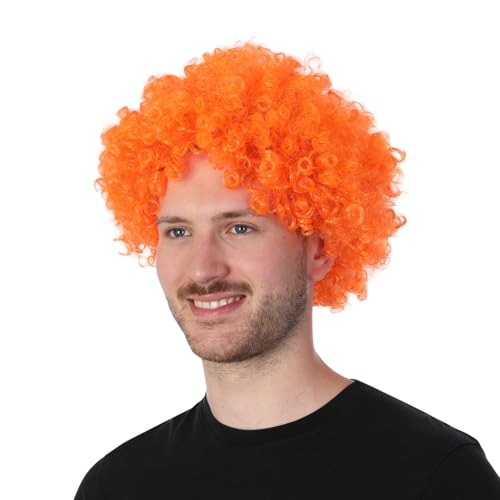 BRIGHT ORANGE Clown Curly Afro Wig Disco Festival 70s 80s Bo