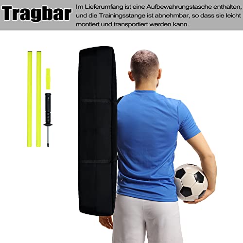 VA-Cerulean Slalomstangen,6er-Set 150cm Federbelastete Traingsstangen mit Stahlspitzen und Tragetasche,Fußball Agility Training für Kinder Erwachsene Hunde,Koordinationstraining(Gelb)