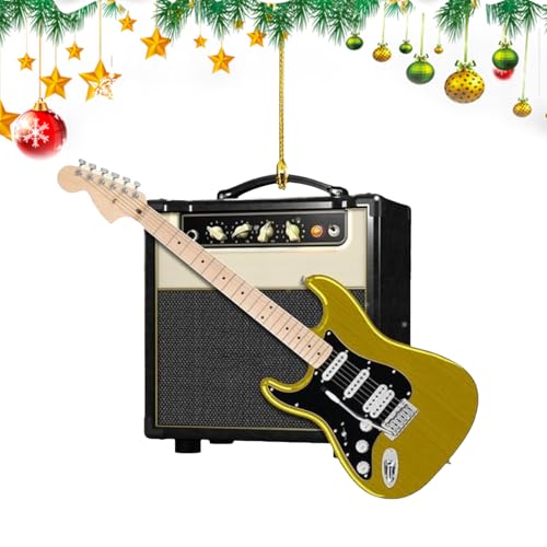 ギターのクリスマスオーナメント | クリスマスオーナメント2D アクリル エレキギター オーナメン/ト |音楽愛好家のためのクリスマスツリーペンダント |楽器ギタリストへのクリスマスプレゼント