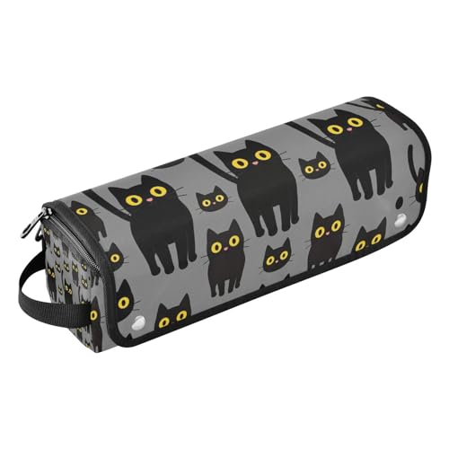 Bolsa de Viaje para Herramientas de Cabello con Estera Resistente al Calor y Organizador Impermeable para Plancha, Rizadora y Secador, Negro con Gatos miniatura 1