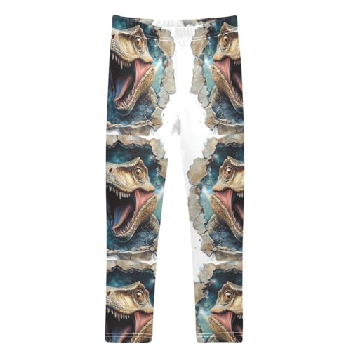 Boccsty Dinosaur Watercolor Oil Painting Girls Leggings Kids Yoga Pants Dance Active Tights 4T