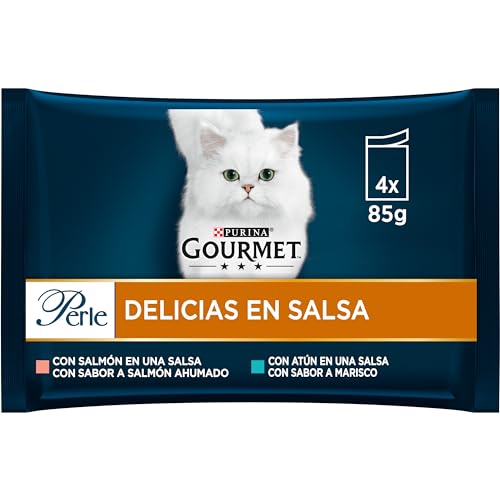 Gourmet Purina Perle Delicias en Salsa, Comida Húmeda para Gato con Salmón y Atún, 12 paquetes …