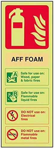 VSafety Glow In The Dark Aff Foam Id Fire Extinguisher Sign - 75mm x 200mm - Rigid Plastic