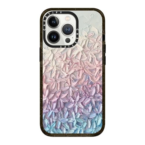 CASETiFY Impact Case for iPhone 13 Pro [Slim / 8.2 ft. 4X Military Grade Drop Protection/Wireless Charging Compatible] - Cherry Blossom Gradient - Clear Black