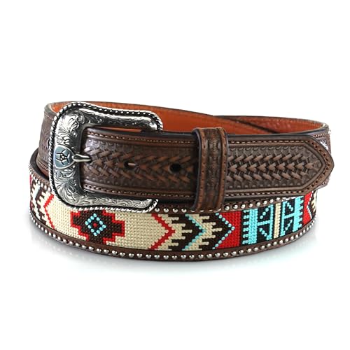 ARIAT Men's Arrow Billet Belt, Bright Colored Fabric Center