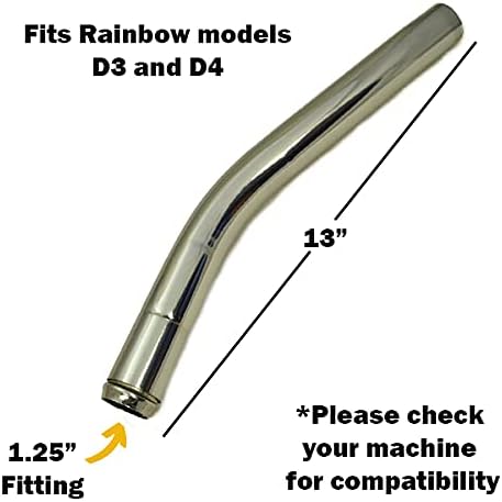 Swivel Curved Metal Hose Chrome Wand Handle Compatible with Rainbow Vacuums, Central Vacuums and other brands that uses a removable style handle.