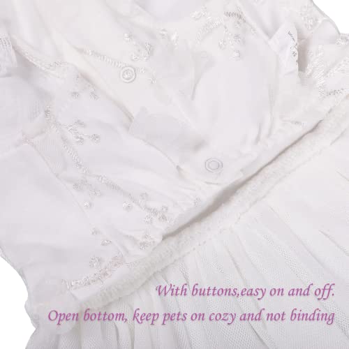 Iecoii 2 Pack Draggle-Tail Dog Wedding Dress With Dog Veil, Wedding Dress And Veil For Dogs, Bow Flower Dog Dress For Bride, Elegant Embroiderd Dog White Dress For Girl, Dog Apparel For Party Birthday #TOP4