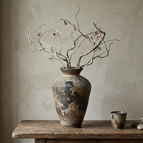 Wabi Sabi Vase vintage rouillé – 22,1 cm de haut – Vase rustique Wabi Sabi Sabi pour centre de table, décoration d'intérieur, table, salon, chambre,...