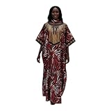 Elegan Maxi African Traditional Printed Dress for Women (RED/Black)