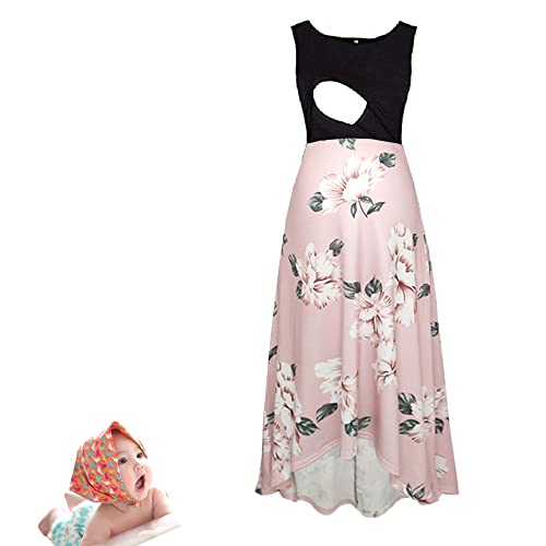 Image of H&JOY Women Maternity Nursing Dress Spaghetti Midi Floral Dress Pregnancy Breastfeeding Maternity Summer Dress