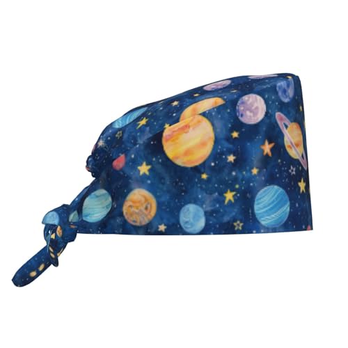 Image of Adjustable Working Cap Breathable Unisex Women Men Elastic Bandage Tie Back Hats Scrub Nursing Doctor Surgeon Cap