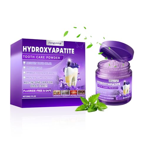 Fengyang® Lila Zahnweißpulver, Zahnreparatur Mineralpuder, Neutralisiert GelbtöNe, UnterstüTzt Die Mundgesundheit, für Alle Zähne Flecken Schnell Entfernen