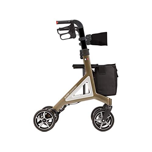 Bischoff&Bischoff Alevo Country Rollator, faltbar – Gelände-Rollator für drinnen und draußen, Gehwagen mit Profil-Bereifung und abnehmbarer Tasche, Platin