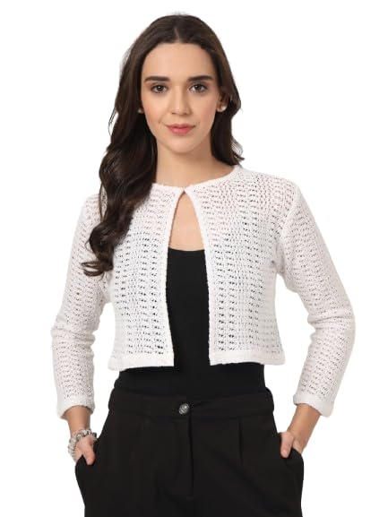style quotient Women White Solid Lace Shrug-picture-37
