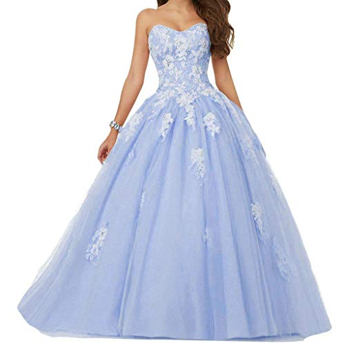 Vantexi Vestido de mujer de encaje de tul línea A vestido de baile largo vestidos de noche vestidos de novia vestidos de quinceañera, lavanda, 40