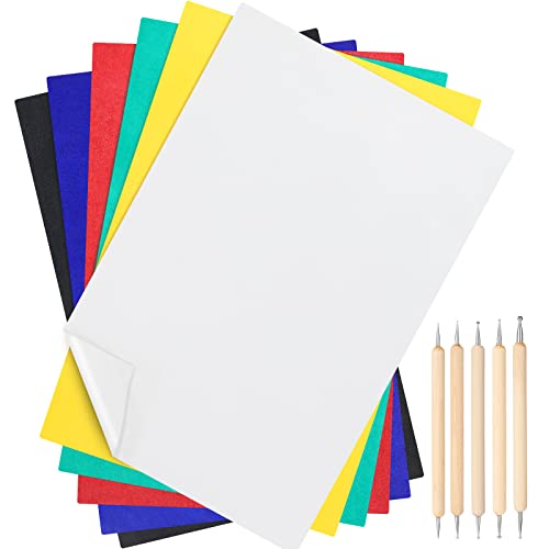 105 Pcs Carbon Transfer Paper 11.7 X 8.3 Inch Tracing Paper Carbon Graphite Copy Paper With Embossing Stylus Tracing Stylus Dotting Tools For Cloth Paper Wood (Black, Blue, White, Green, Red, Yellow) #TOP9