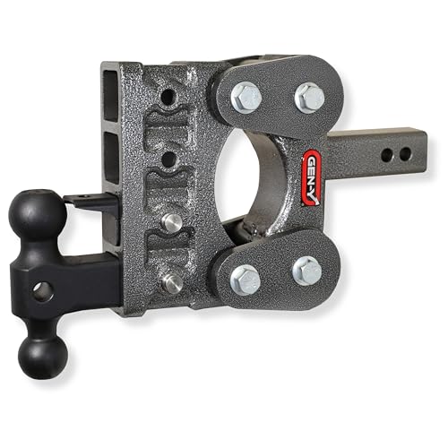 GEN-Y Hitch Heavy Duty Tow Hitch for 2" Receiver - 5" Drop/Rise with 4 Adjustable Positions, Includes Dual Ball Mount, Pintle Lock and Pins, 10,000 lbs Towing Capacity, 1,100 lbs Tongue Weight