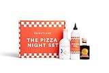 Brightland Pizza Night Set, 4-Piece Set - Includes Our Hot & Herbaceous Pizza Oil, Alive 100% Extra Virgin Olive Oil, Rapture Balsamic Vinegar & The Spout Pourer with Rubber Stopper