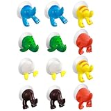 Beavorty 12 Ganchos de Ventosa para Pared con Diseño de Rabo de Animal de Dibujos Animados, Plástico Resistente, Reutilizables para Baño y Ventana
