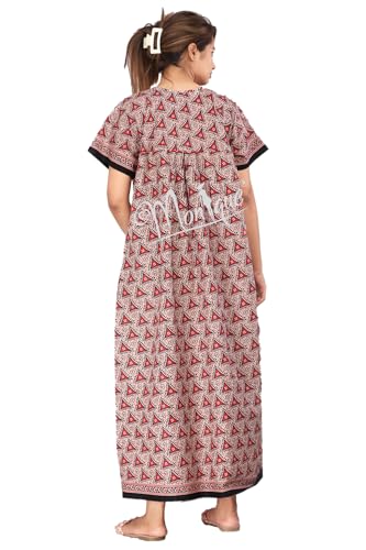 Image of Monique Brand 100% Pure Cotton Nighty for Woman | Floral Gown for Women Night Wear | Cotton Nighty for Women Stylish | Maxi for Women Cotton