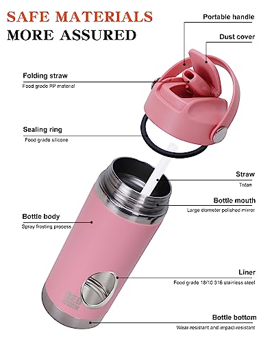 Gint 18 Oz Insulated Water Bottles With Straw Lid, Double Wall Vacuum 316 Stainless Steel Water Bottles For Kids And Adult, Dishwasher Safe, Leakproof Bike Water Bottles, Keep Cold For 24 Hours #TOP1