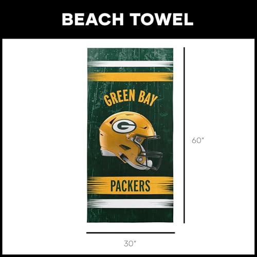 Image of Northwest NFL Green Bay Packers Microfiber Beach Towel, 30 x 60 Inches - Quick Dry, Sand Resistant, Lightweight, Highly Absorbent, Blitz Design